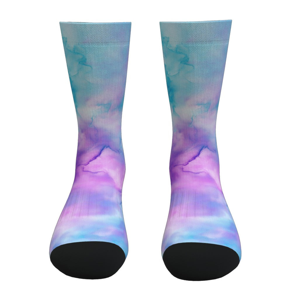 Turquoise And Pink Tie Dye Socks