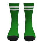 Green and White Two Stripe Athletic Crew Socks