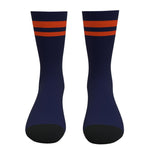 Navy and Orange Two Stripe Athletic Crew Socks