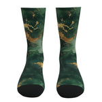 Dark Green And Gold Tie Dye Socks