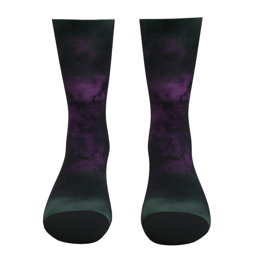 Purple Green And Black Tie Dye Socks