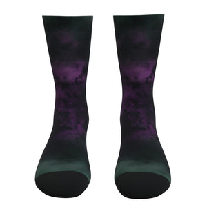 Purple Green And Black Tie Dye Socks