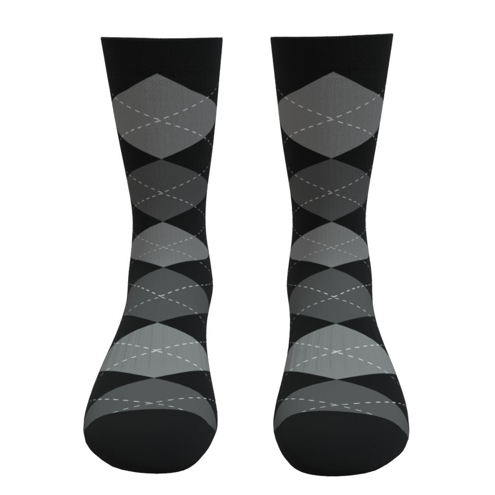 Black And Gray Argyle Socks