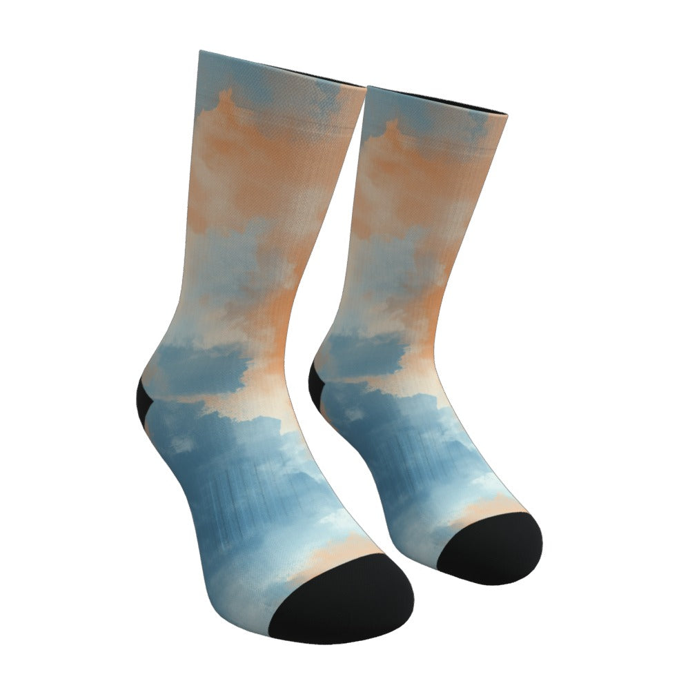 Peach And Sky Blue Tie Dye Socks