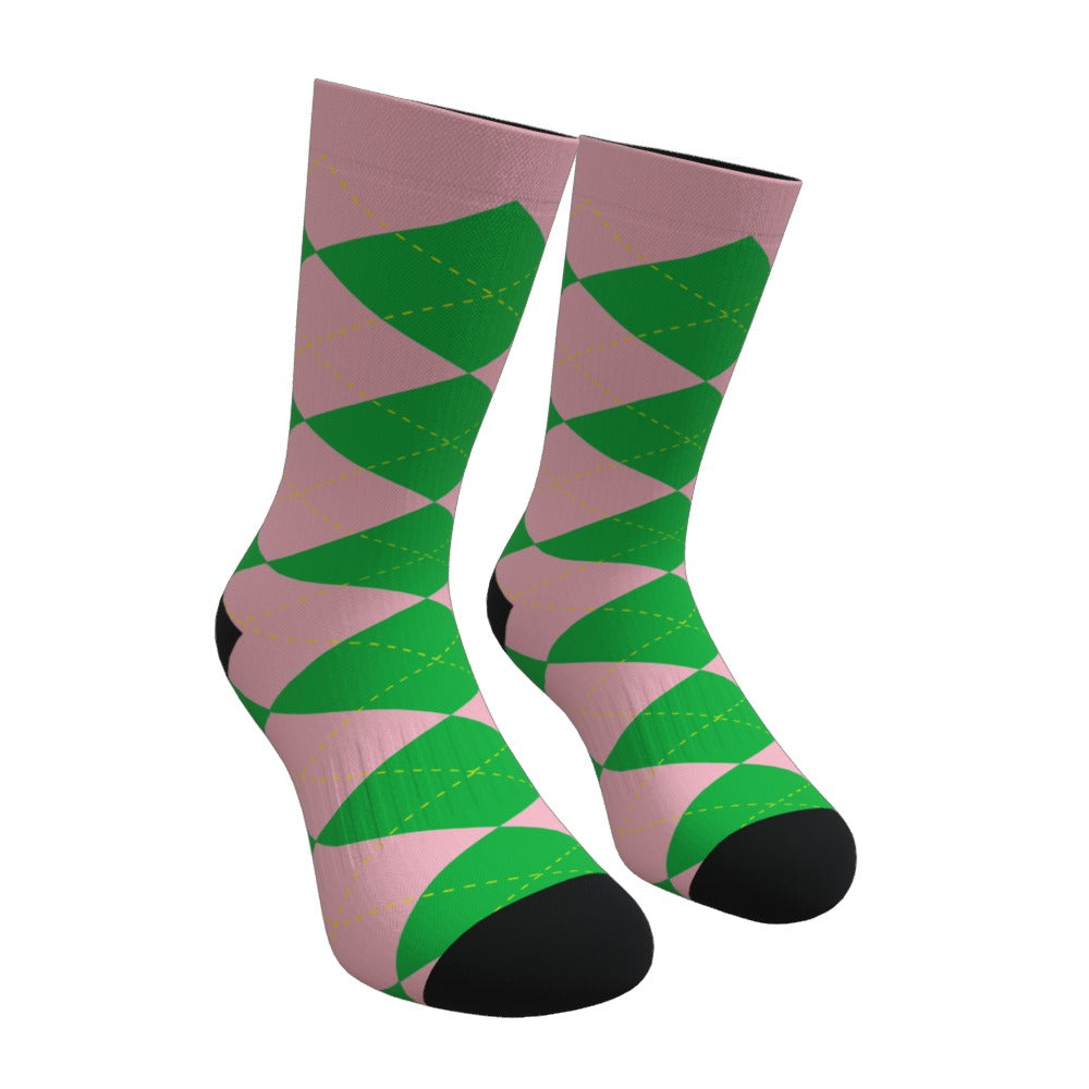 Pink And Green Argyle Socks