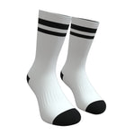 White and Black Two Stripe Athletic Crew Socks