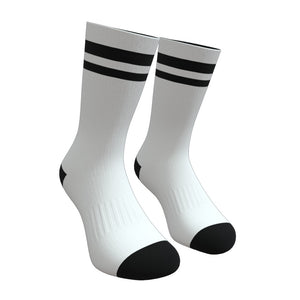 White and Black Two Stripe Athletic Crew Socks