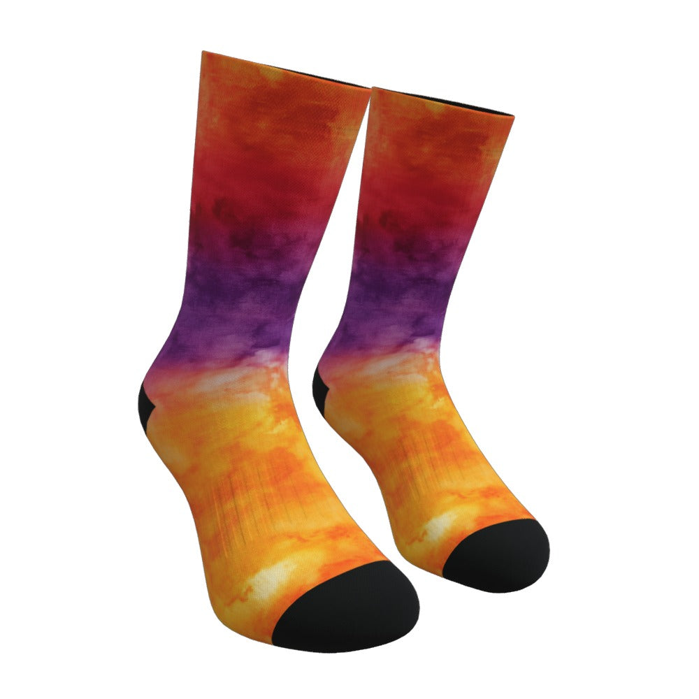 Red Orange And Purple Tie Dye Socks