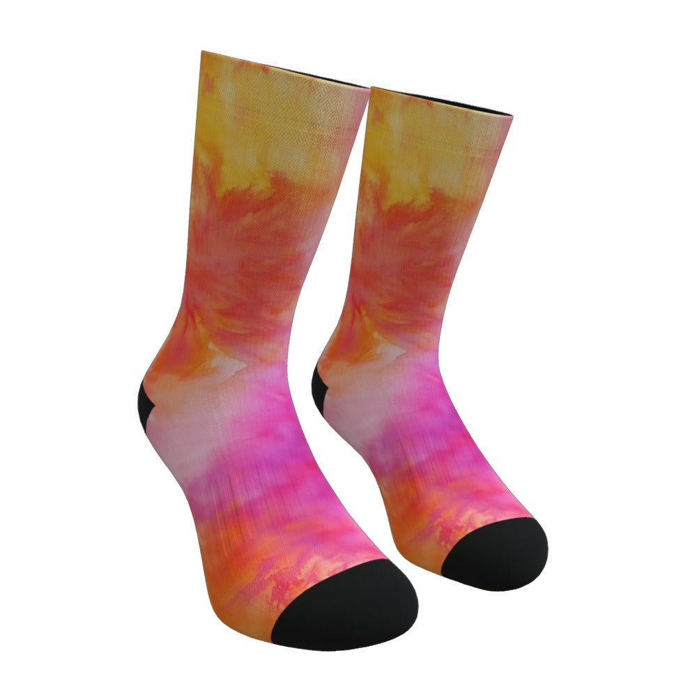 Orange Pink And Yellow Tie Dye Socks