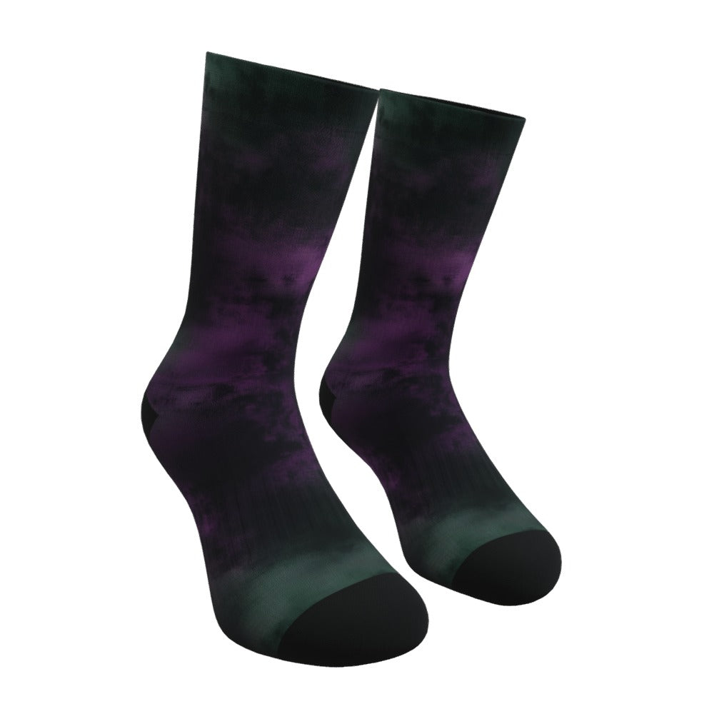Purple Green And Black Tie Dye Socks