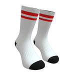 White and Red Two Stripe Athletic Crew Socks