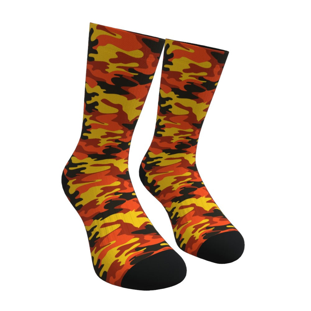 Orange Camouflage Crew Socks