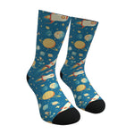 Light Blue Spaceships and Stars Socks