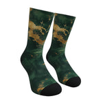 Dark Green And Gold Tie Dye Socks