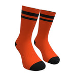 Orange and Black Two Stripe Athletic Crew Socks