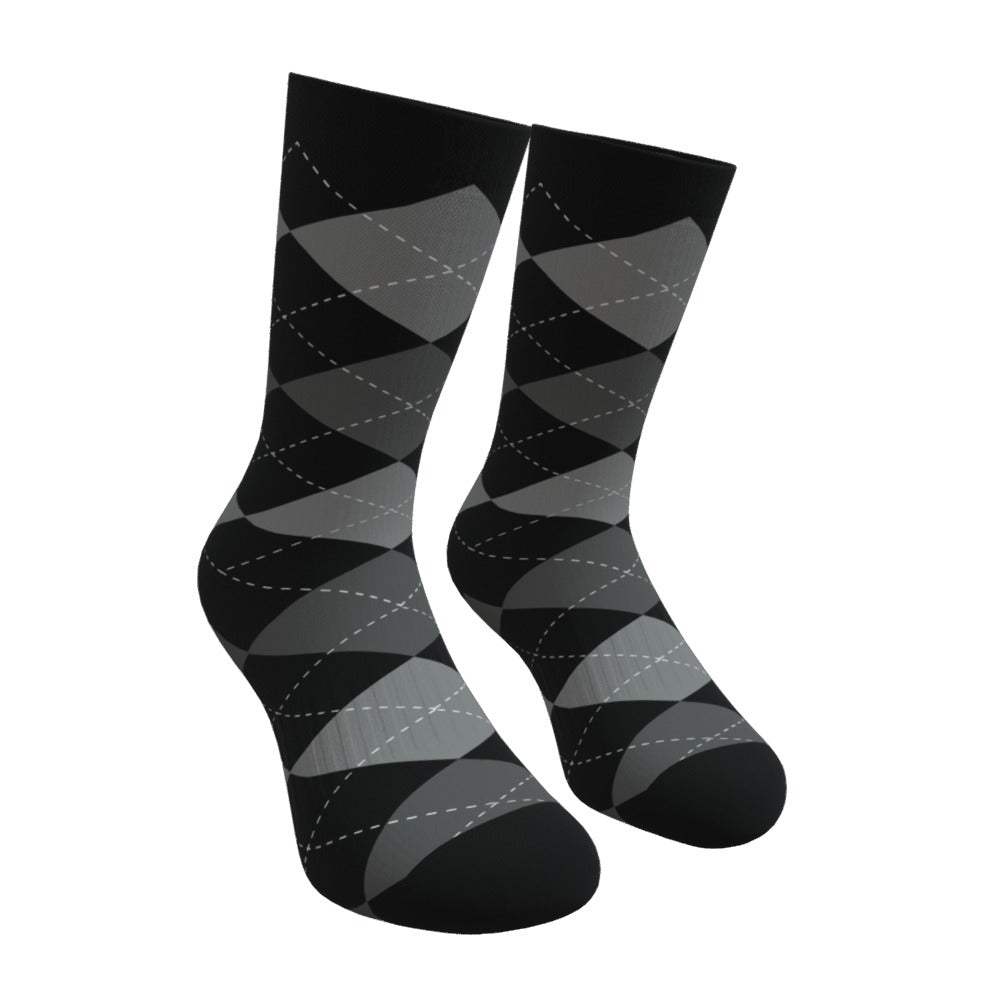 Black And Gray Argyle Socks