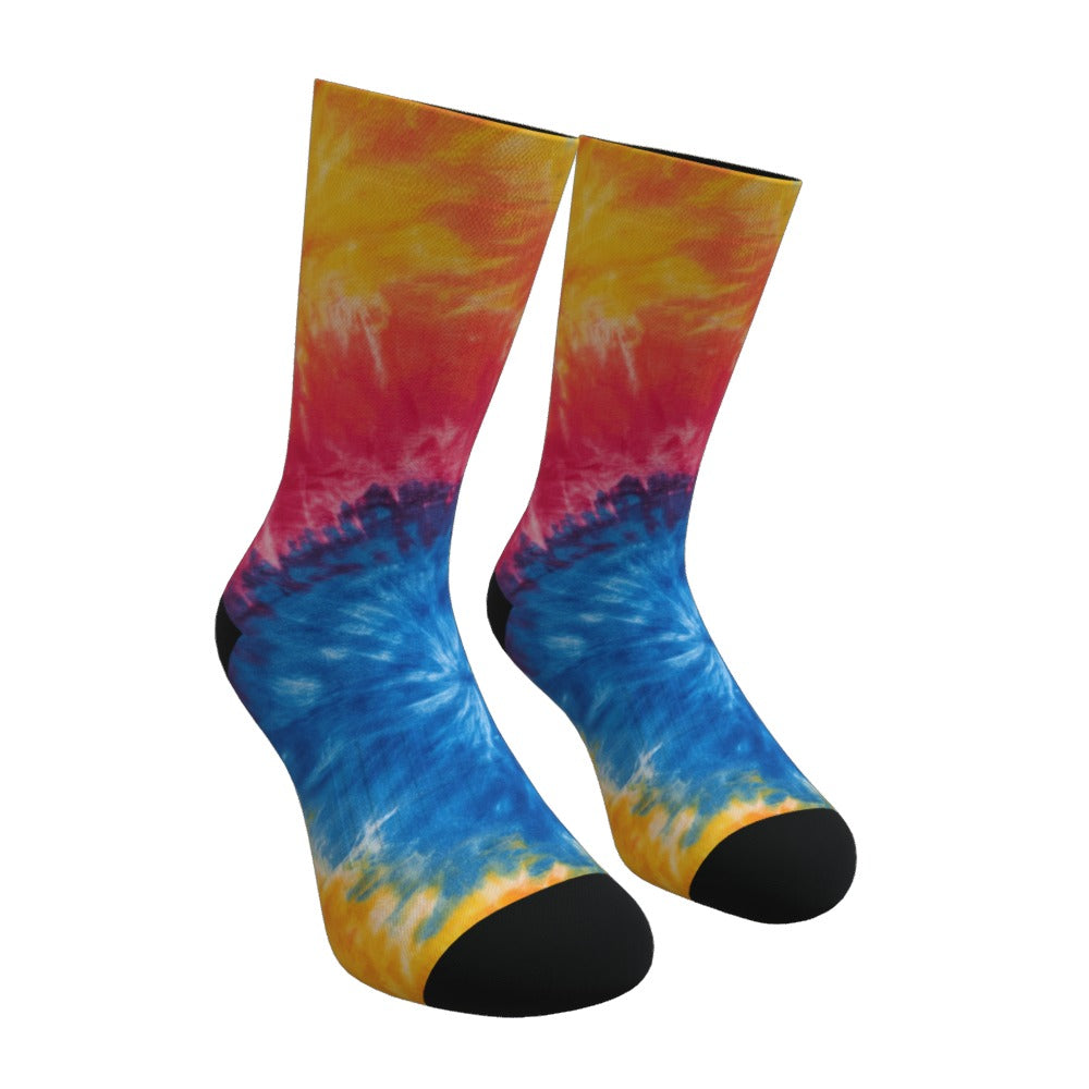 Red Yellow And Blue Tie Dye Socks
