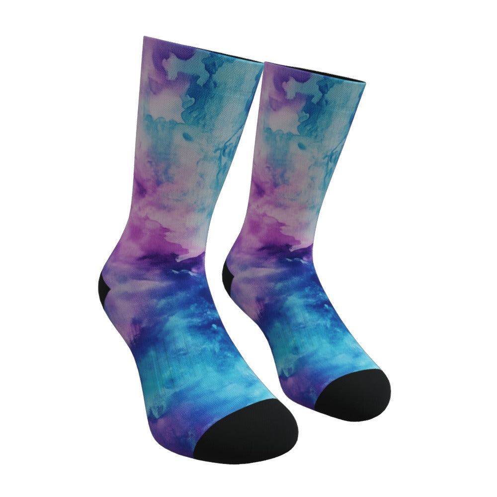 Violet And Cyan Tie Dye Socks