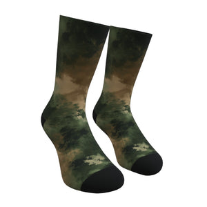 Army Green And Brown Tie Dye Socks