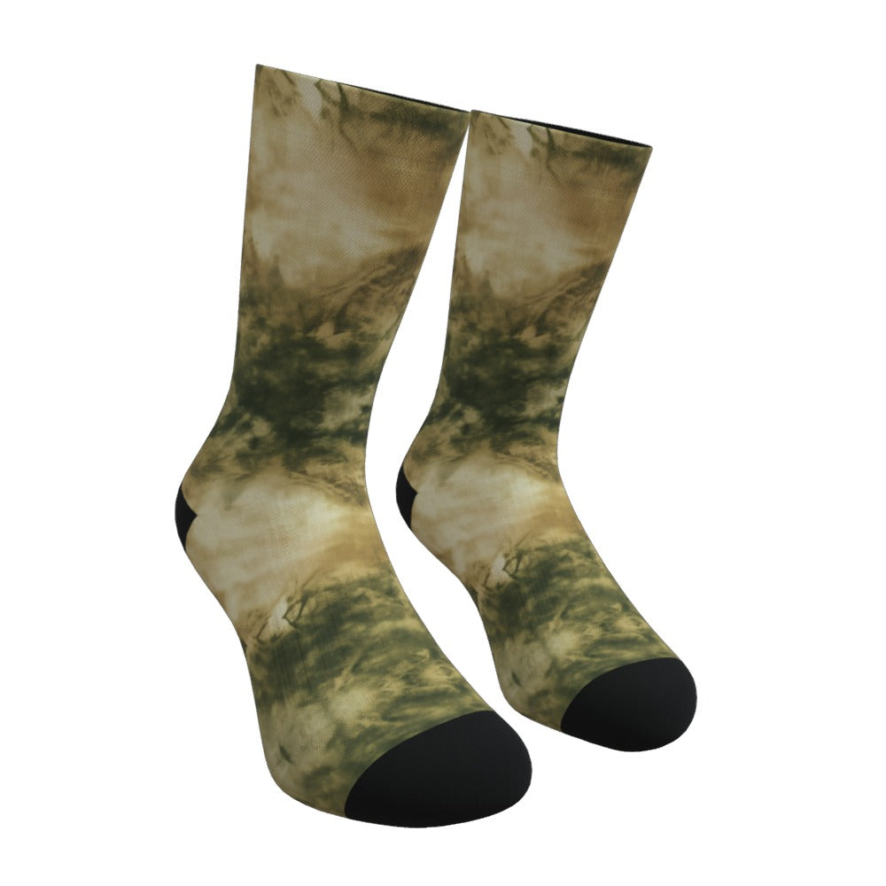 Olive Green And Brown Tie Dye Socks
