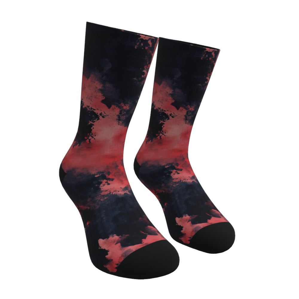 Black And Red Tie Dye Socks