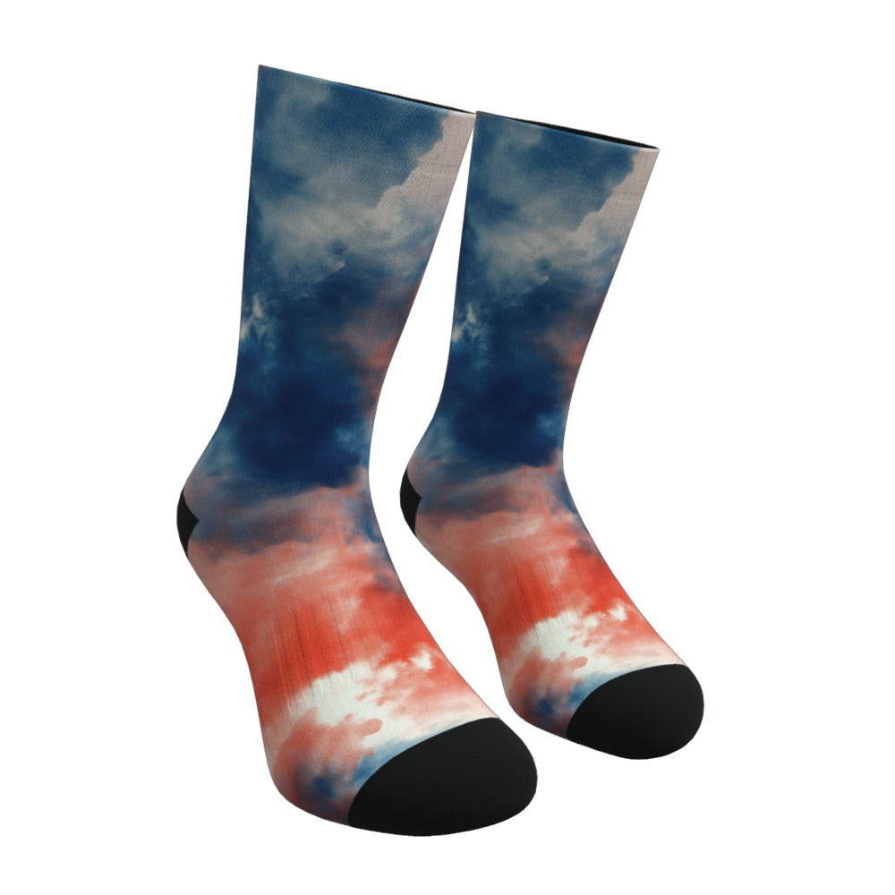Cobalt And Red Tie Dye Socks