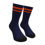 Navy and Orange Two Stripe Athletic Crew Socks