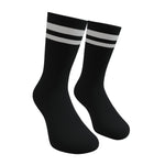 Black and White Two Stripe Athletic Crew Socks