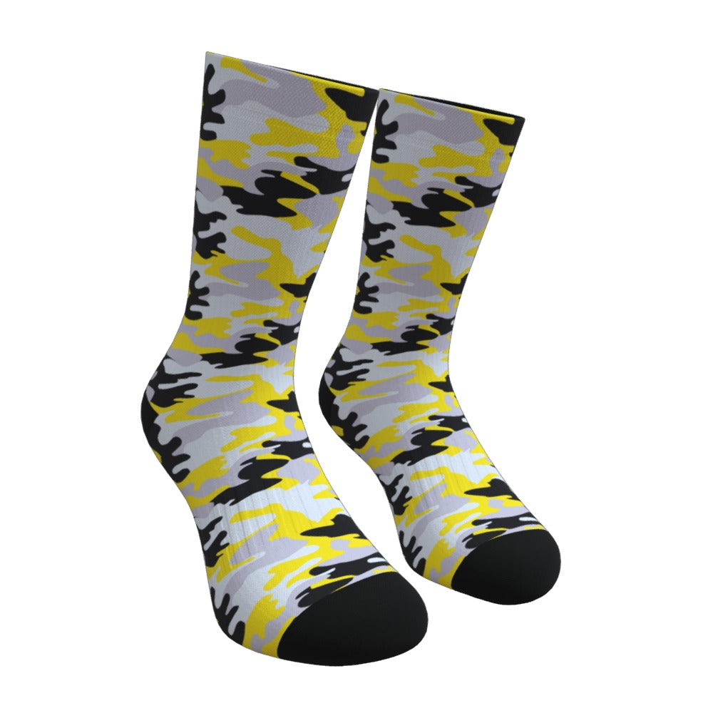 Black and Yellow Camouflage Crew Socks