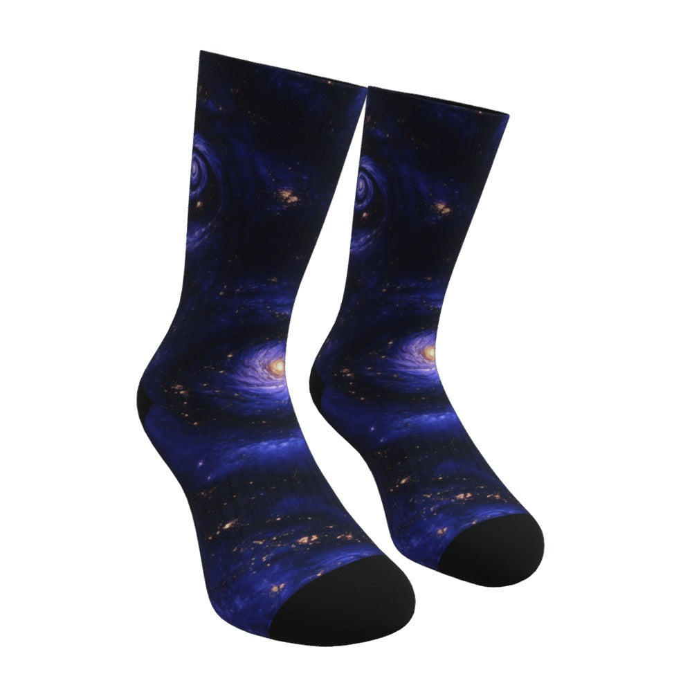 Blue and Yellow Galaxies Space Socks