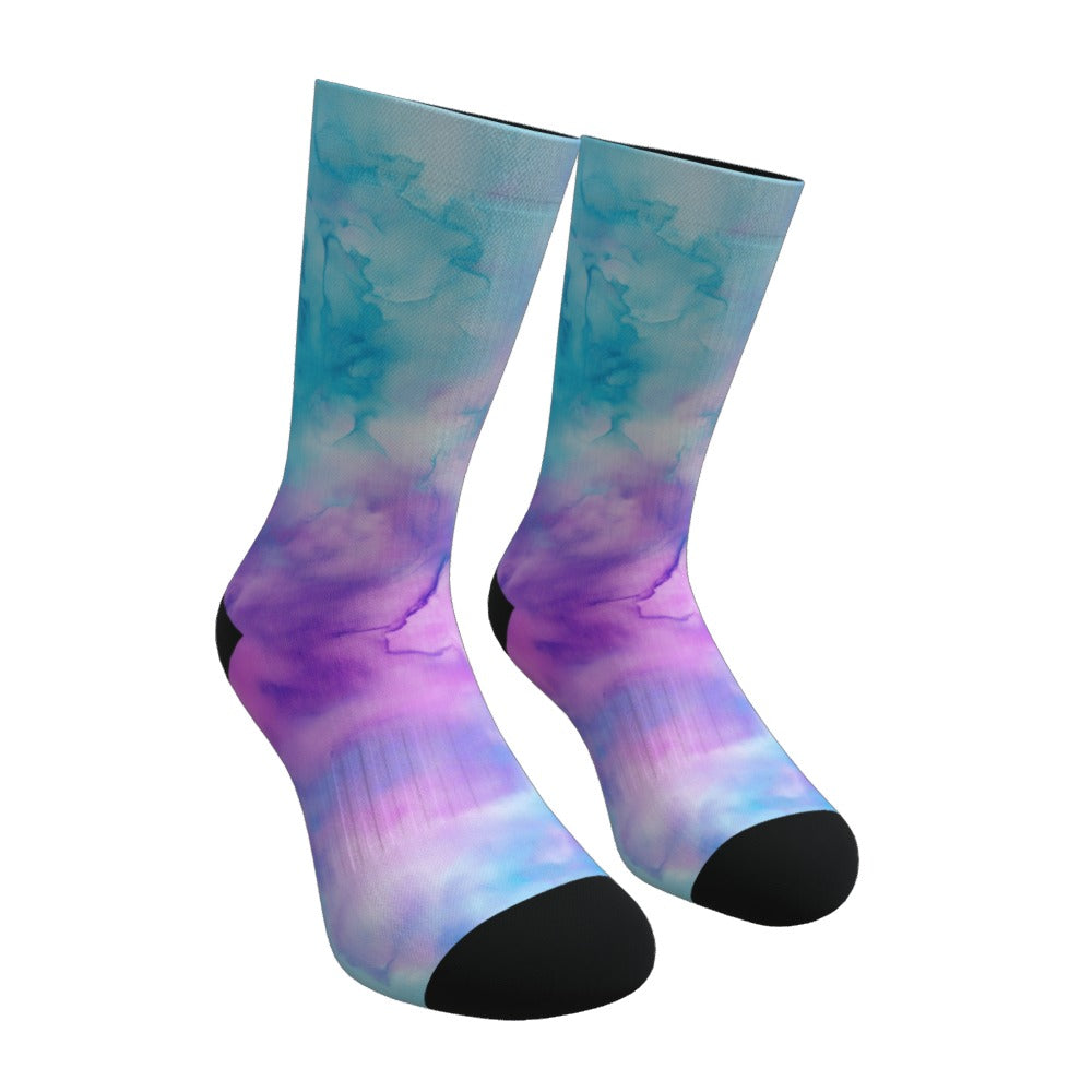 Turquoise And Pink Tie Dye Socks