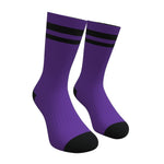 Purple and Black Two Stripe Athletic Crew Socks