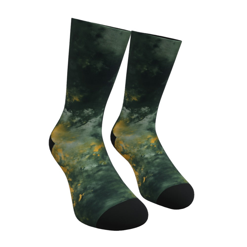 Forest Green And Mustard Tie Dye Socks