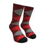 Red And Gray Argyle Socks