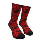 Dark Red and Black Camouflage Crew Socks