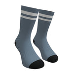 Slate Blue and White Two Stripe Athletic Crew Socks