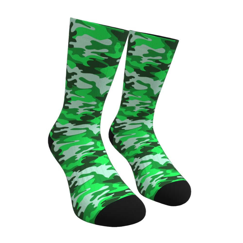 Lime Green Camouflage Crew Socks