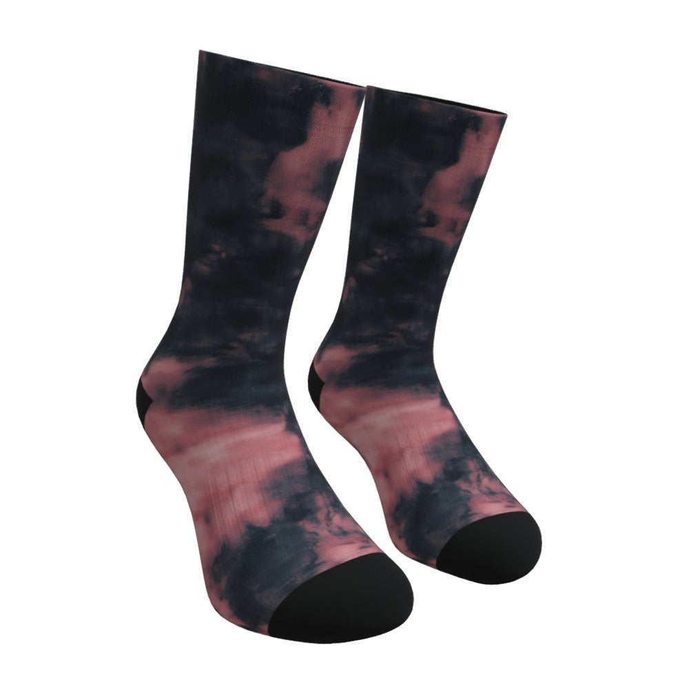 Pink And Black Tie Dye Socks