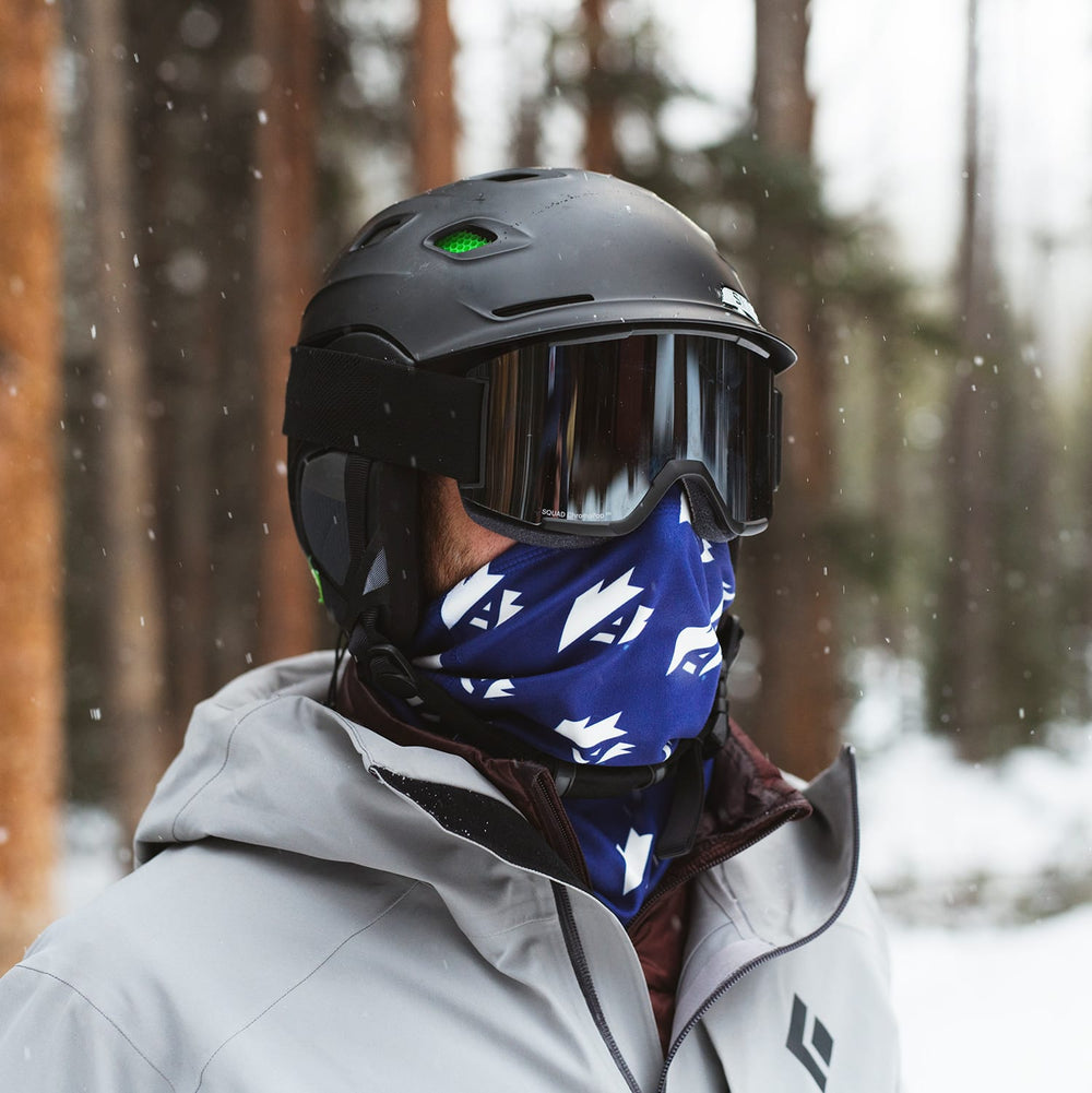 Heavyweight custom neck gaiter being worn