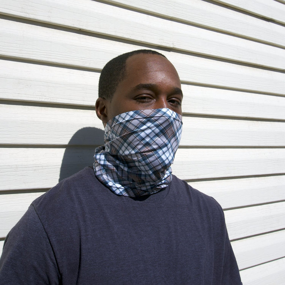 Midweight custom neck gaiter with a printed design