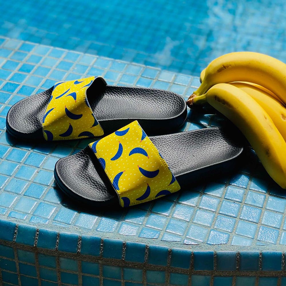 Custom slides with a banana print