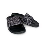 Black Bandana Paisley Pattern Slide Sandals