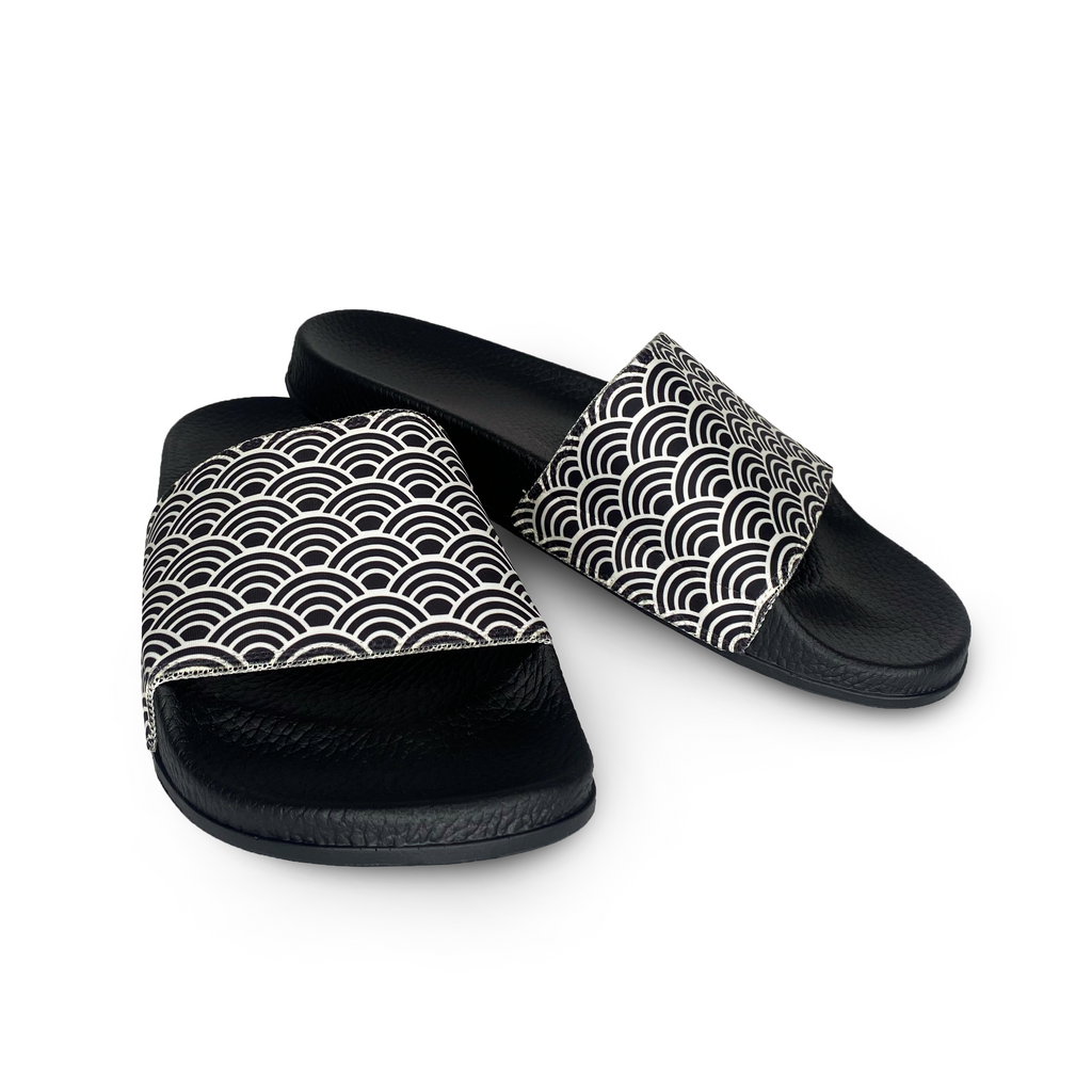 Black and White Splatter Slide Sandals Deco Slides