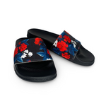 Black Red and White Flowers Slide Sandals