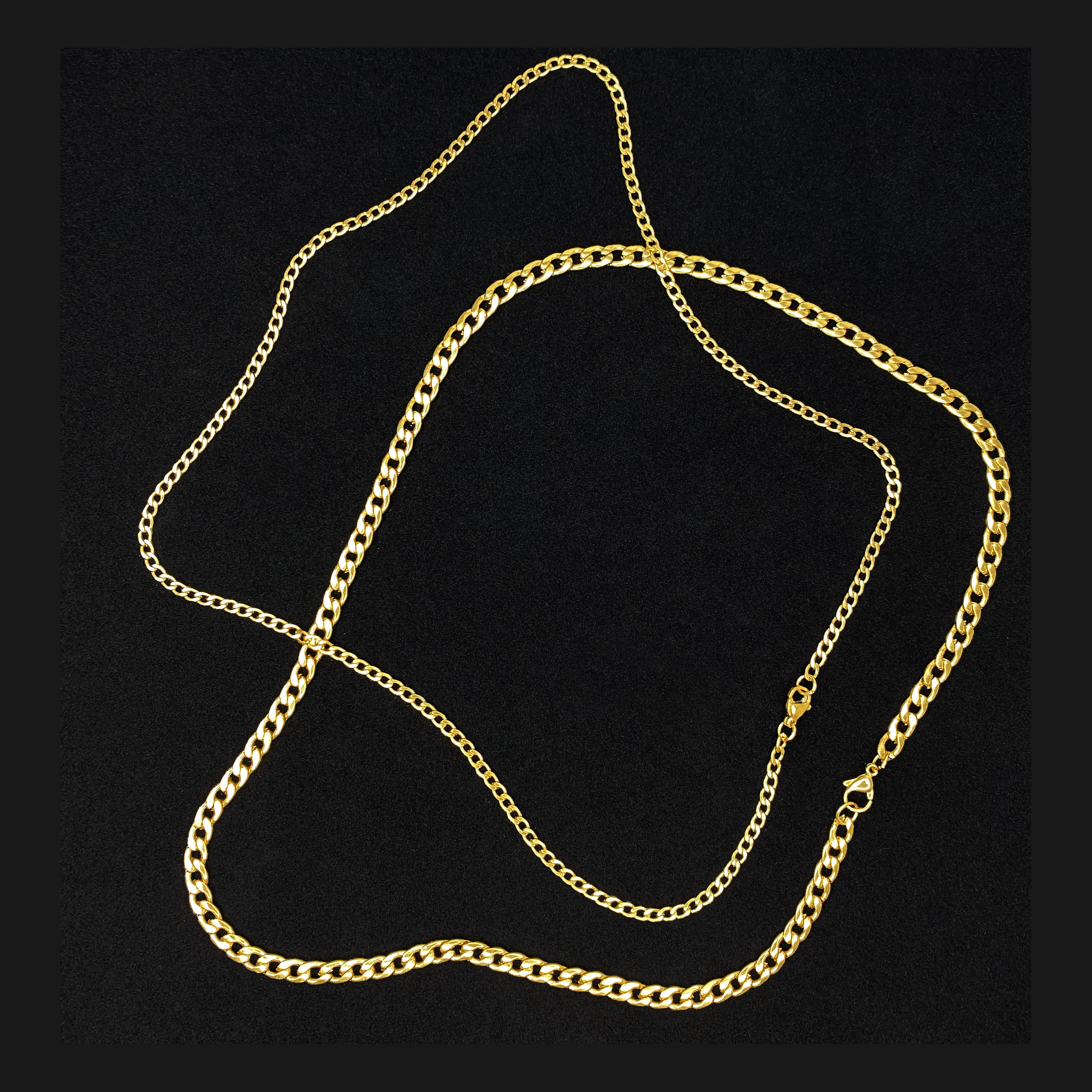 5mm Cuban Link Necklace, 22” Length. Hypoallergenic Stainless Steel with Real Gold PVD Coating