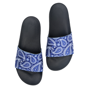 Blue Bandana Paisley Pattern Slide Sandals