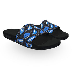 Black and Blue Lips Slide Sandals