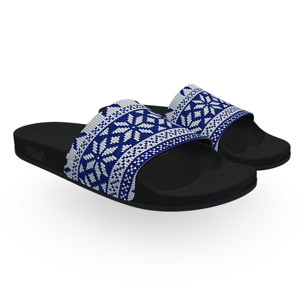 Norwegian Blue and White Christmas Sweater Slides