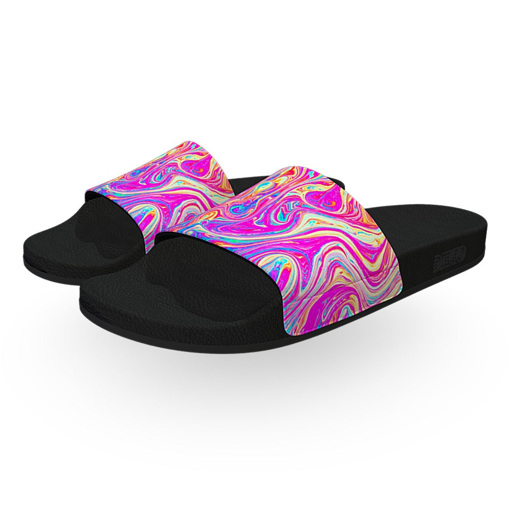 Pink and yellow nike slides deals