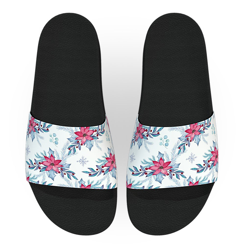 Monogrammed Christmas Holly and Poinsettia Slides